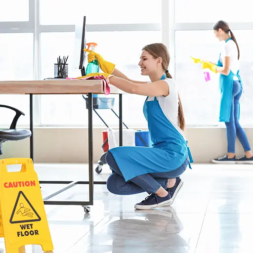 Reinigungskraft bei der Arbeit